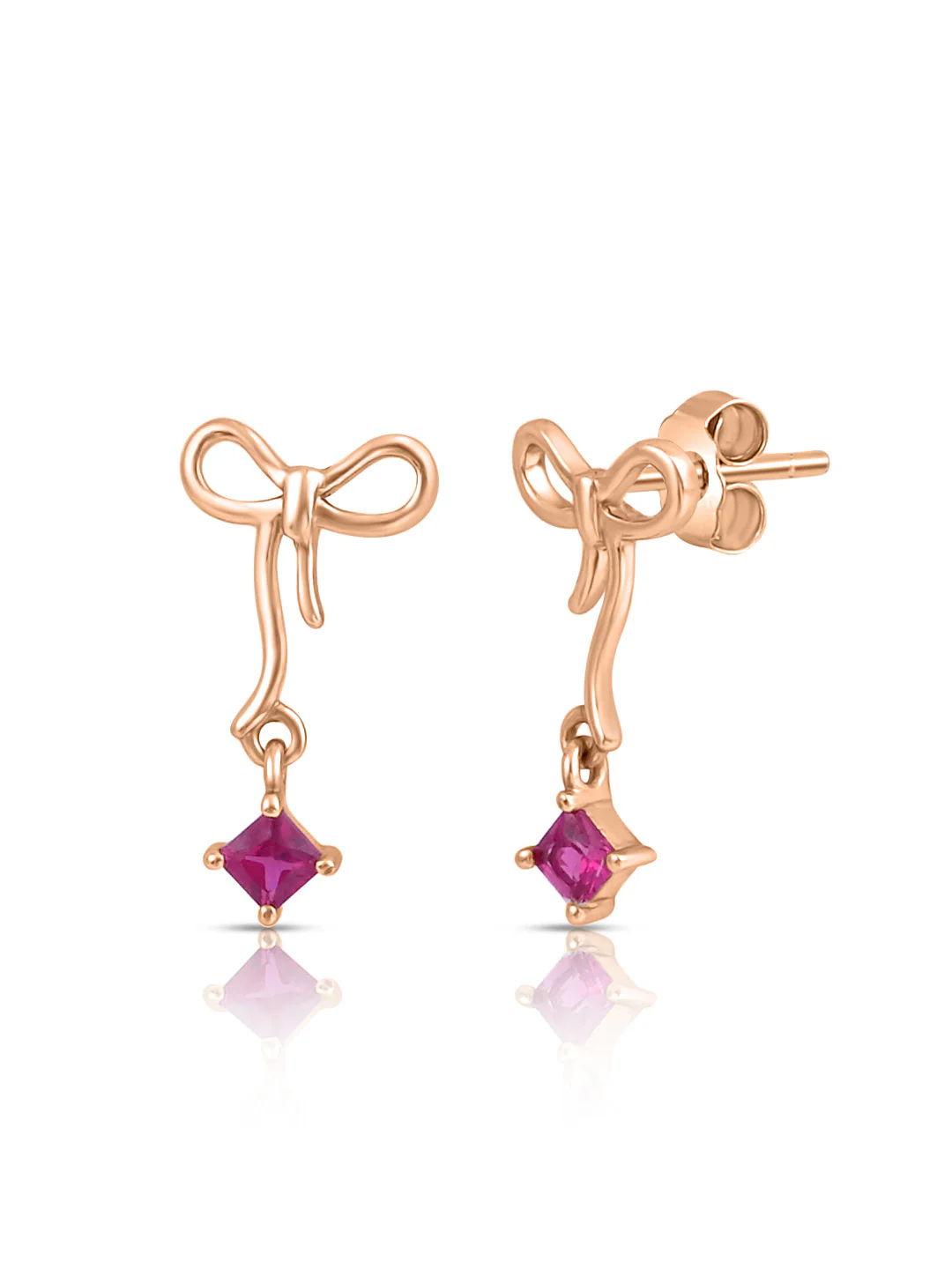 Delicate Bow Rose Gold Plated 925 Sterling Silver Earrings - Image 4