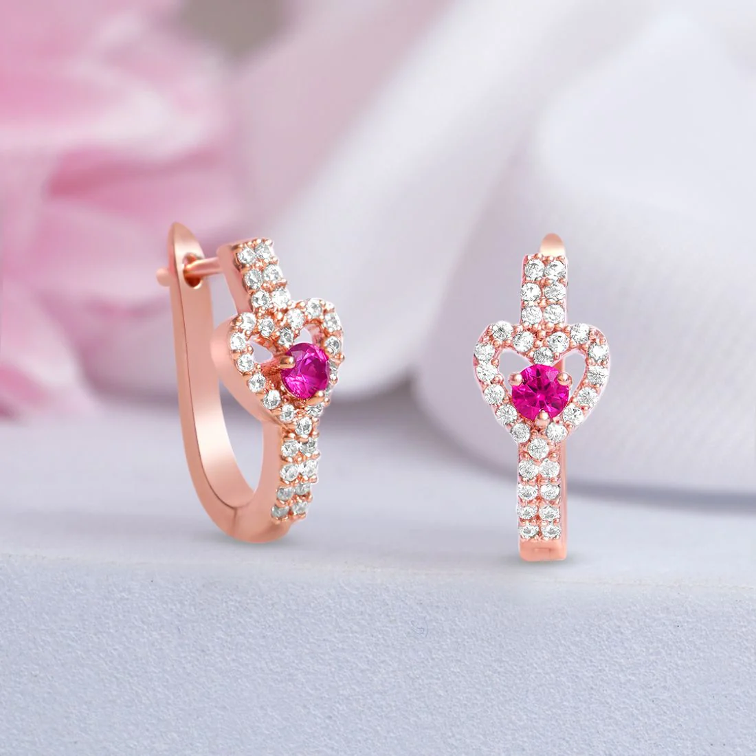 Delicate Heart Rose Gold Plated 925 Sterling Silver Earrings