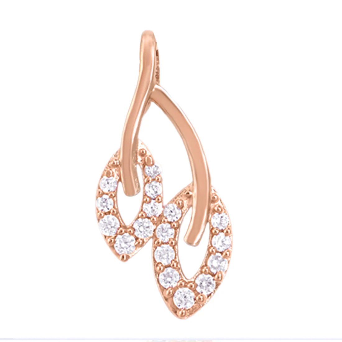 Delicate Rose Gold-Plated CZ 925 Sterling Silver Leaf Pendant - Image 4