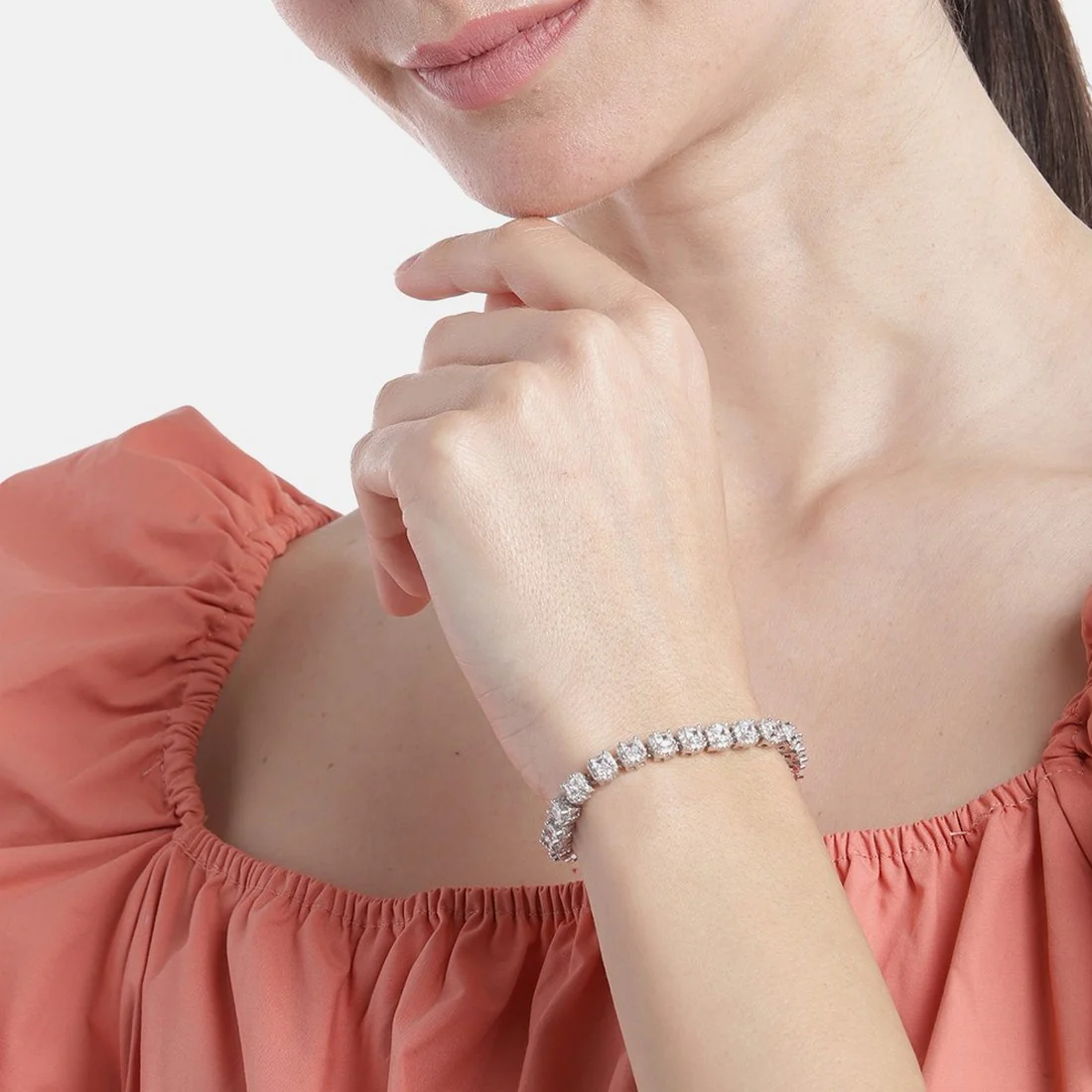 Designer CZ Rhodium Plated 925 Sterling Silver Bracelet - Image 7