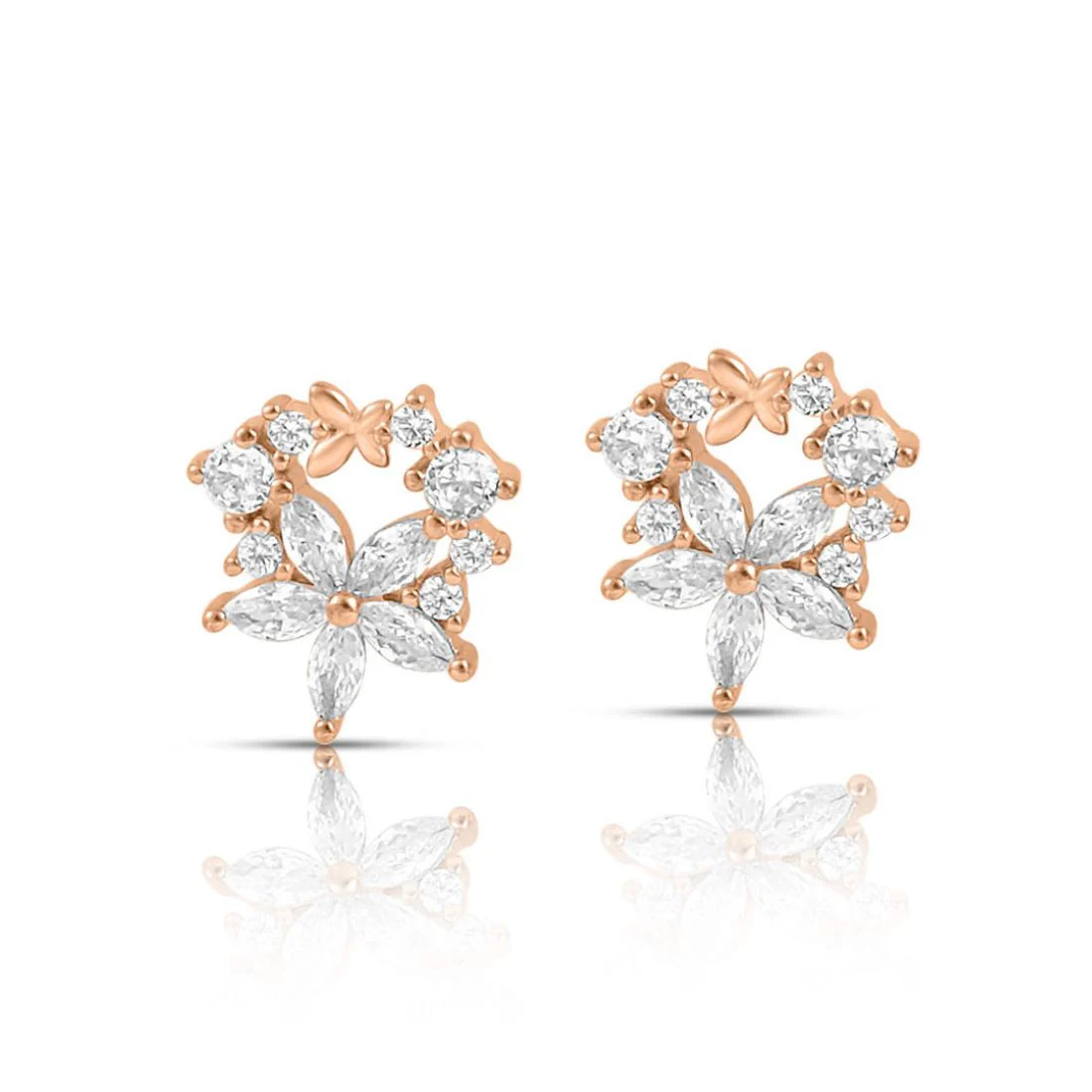 Dewdrop Bloom Rose Gold Plated 925 Sterling Silver Earrings - Image 5
