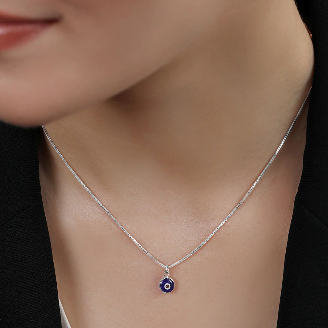 Divine Evil Eye 925 Sterling Silver Plated Pendant With Chain - Image 3