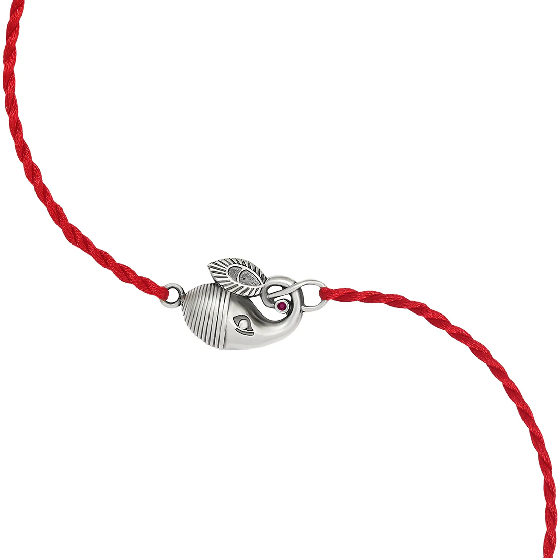 Divine Ganesh Ji Rhodium-Plated Sterling Silver Thread Rakhi - Image 6