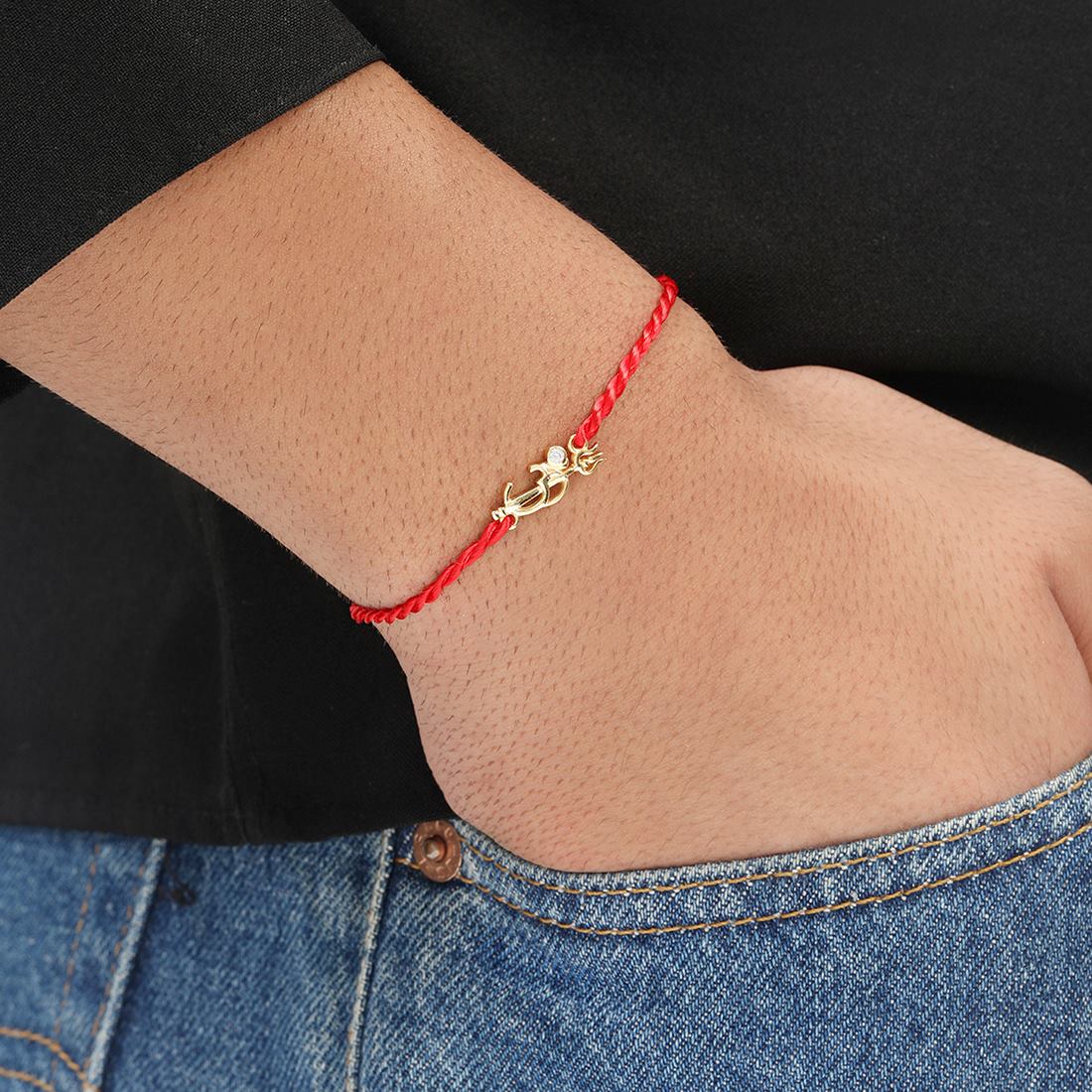 Divine Om & Trishul Charm Rakhi CZ Sterling Silver Thread Rakhi - Image 8