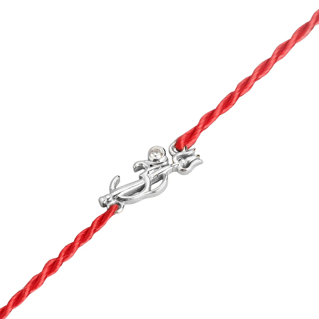 Divine Om & Trishul Charm Rakhi CZ Sterling Silver Thread Rakhi Combo - Image 6