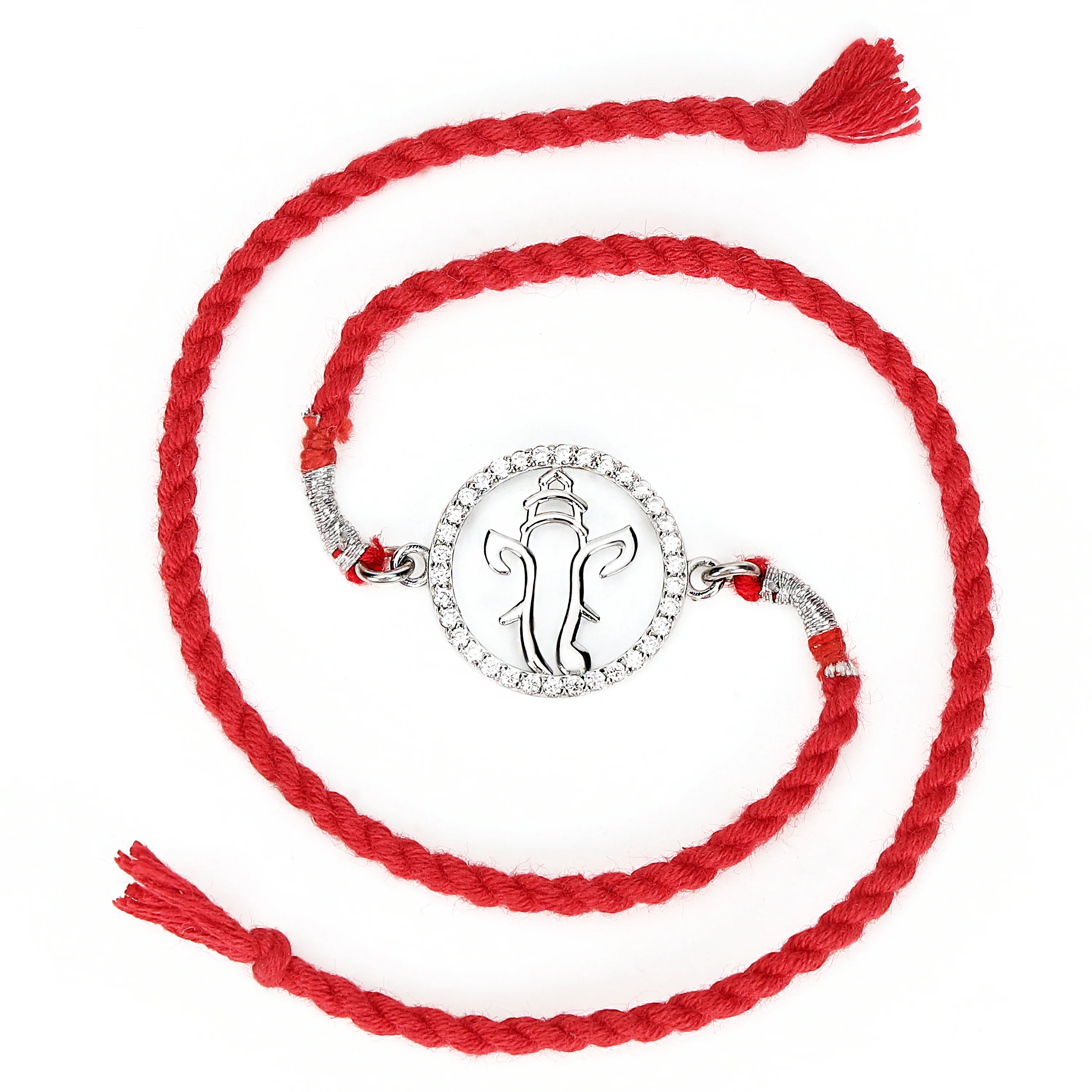 Divine Om With Cubic Zirconia Rhodium-Plated Sterling Silver Thread Rakhi Combo - Image 6
