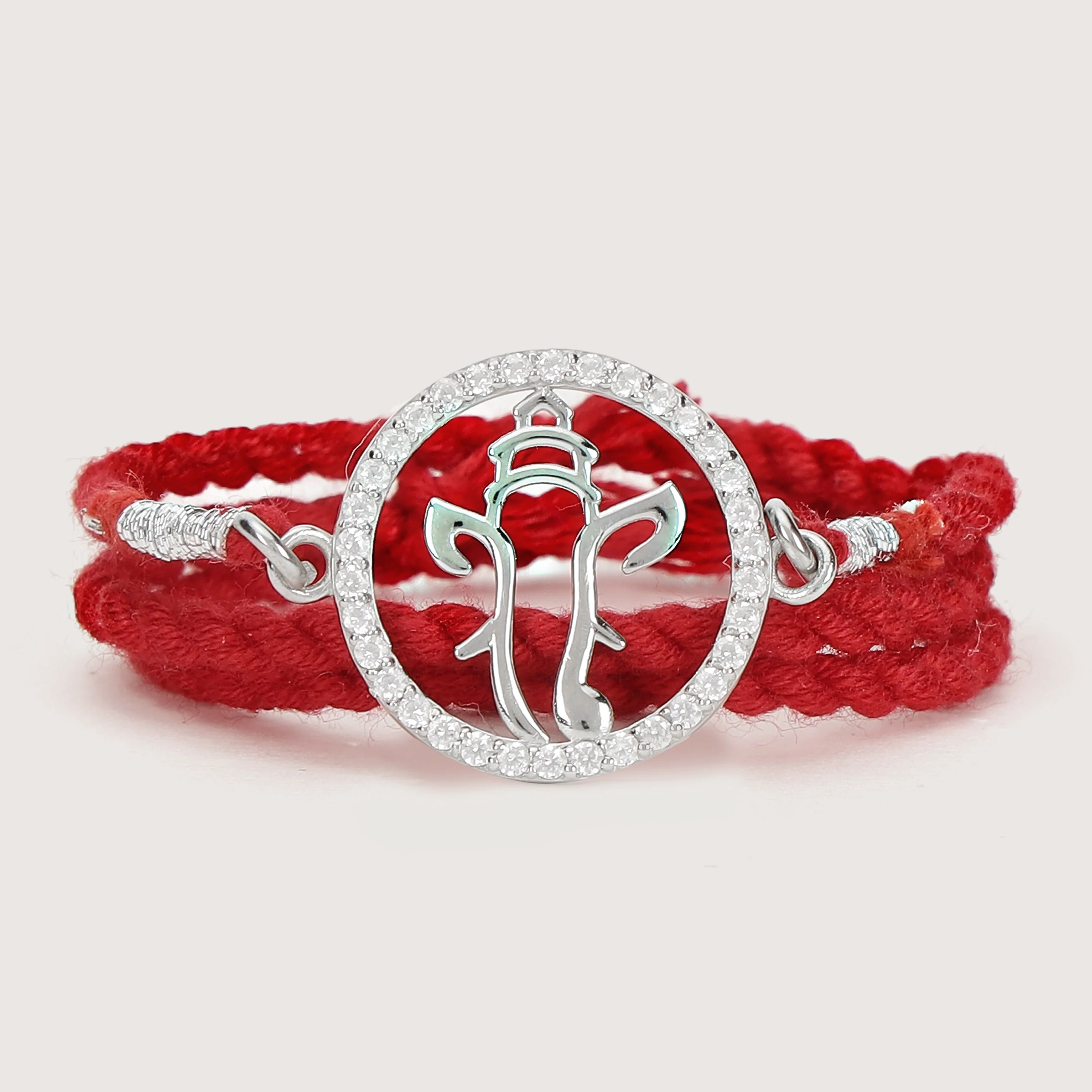 Divine Om With Cubic Zirconia Rhodium-Plated Sterling Silver Thread Rakhi Combo - Image 8