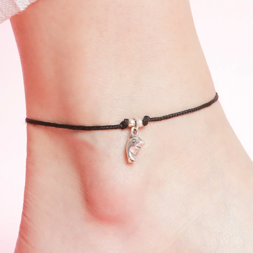 Dolphin Rhodium Plated 925 Sterling Silver Thread Anklet - Image 7