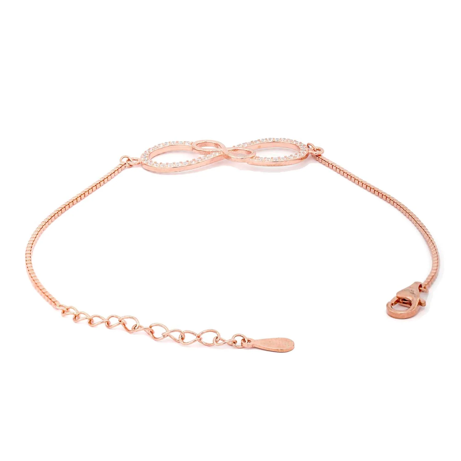 Double Infinity Rose Gold 925 Silver Bracelet - Image 6