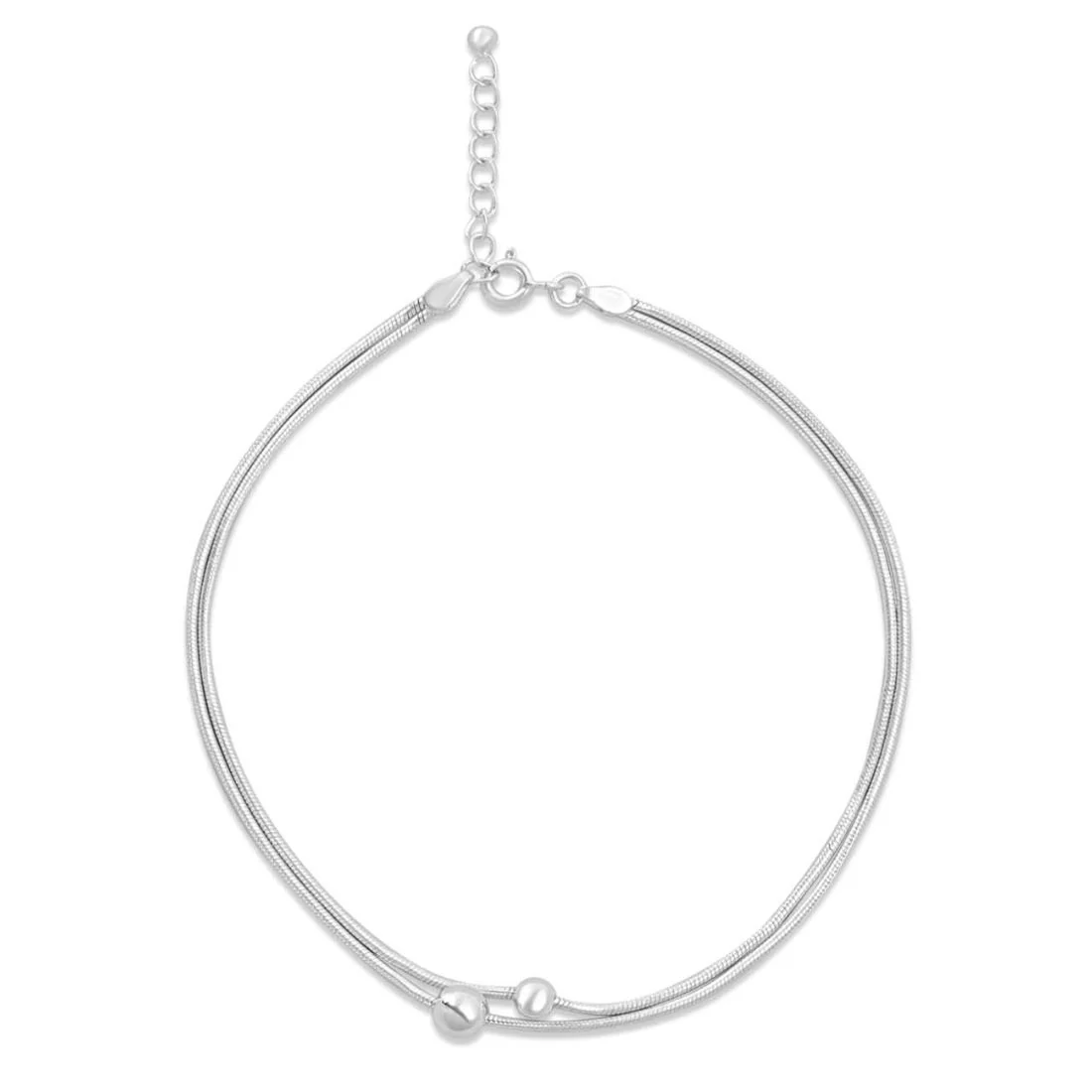 Soft Bead Silver Chain Anklet - Image 6