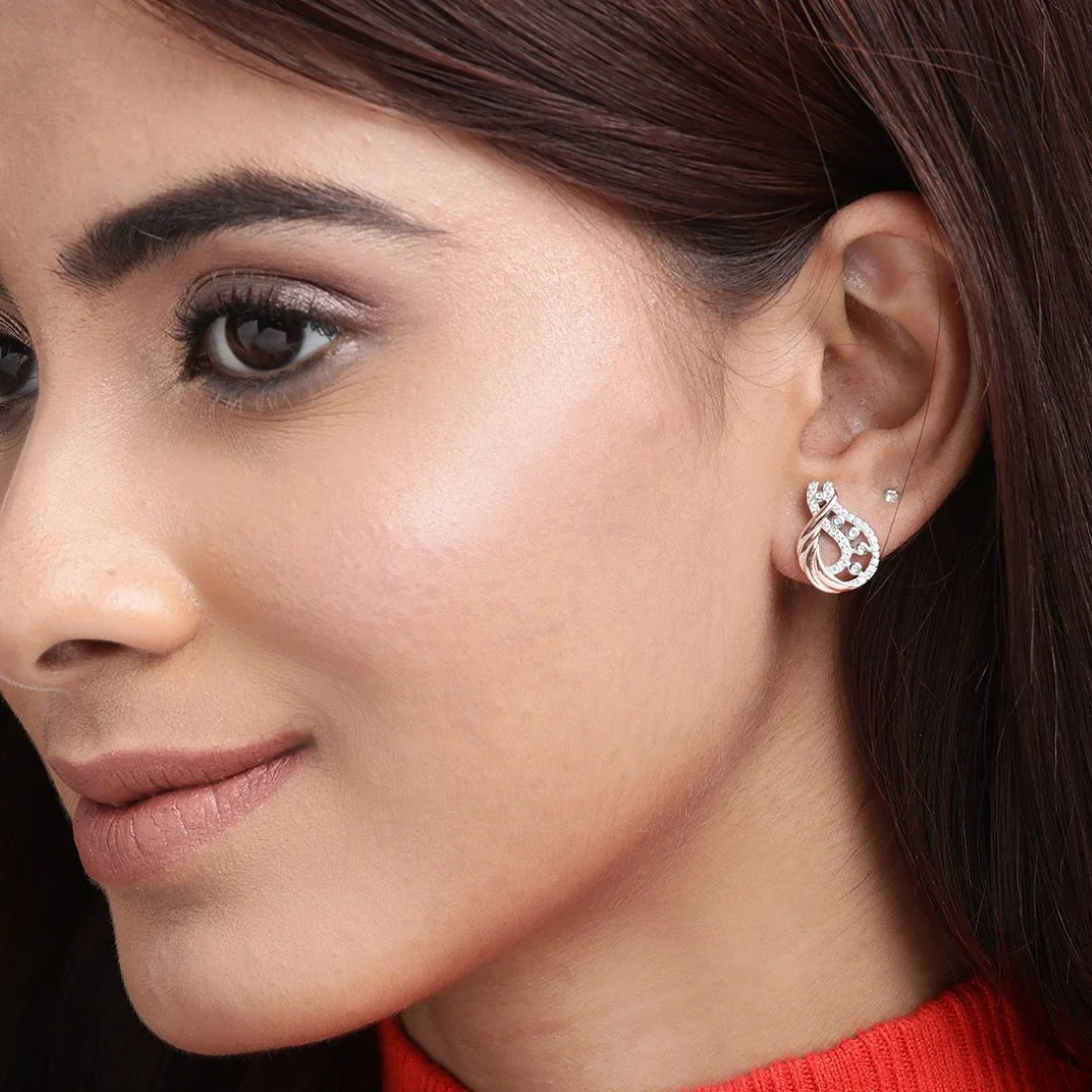 Dual Harmony CZ Brilliance Dual Tone Plated 925 Sterling Silver Earrings - Image 3