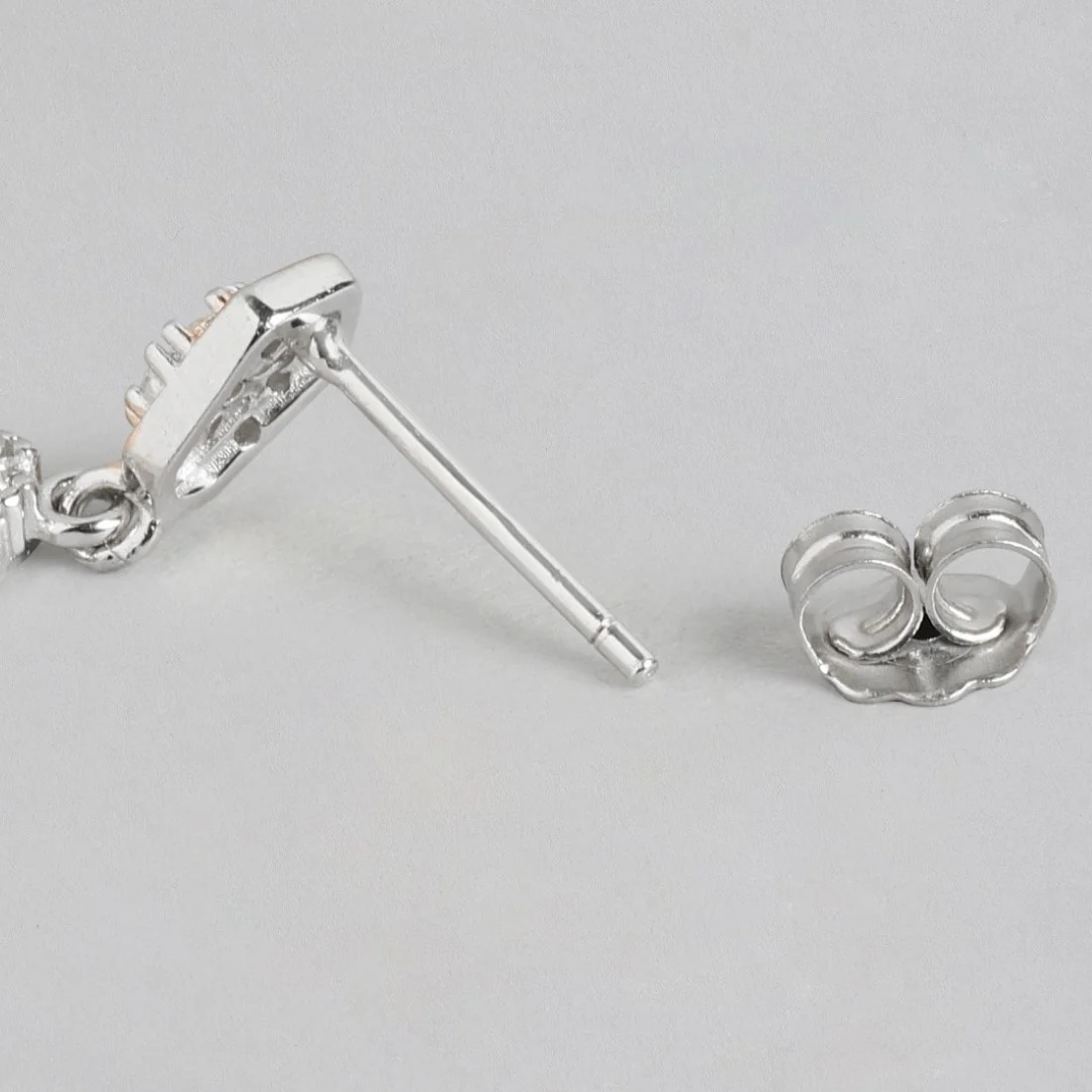 Dual Harmony Sparkle Dual Tone Plated 925 Sterling Silver Earrings - Image 5