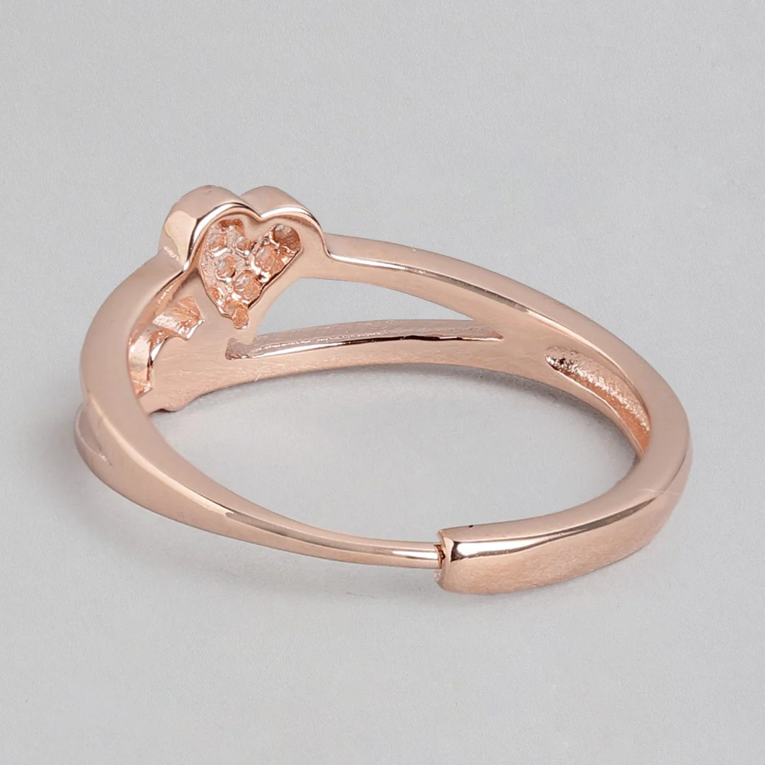 Dual Heartbeat Rose gold-plated 925 Sterling Silver ring for Her (Adjustable) - Image 9