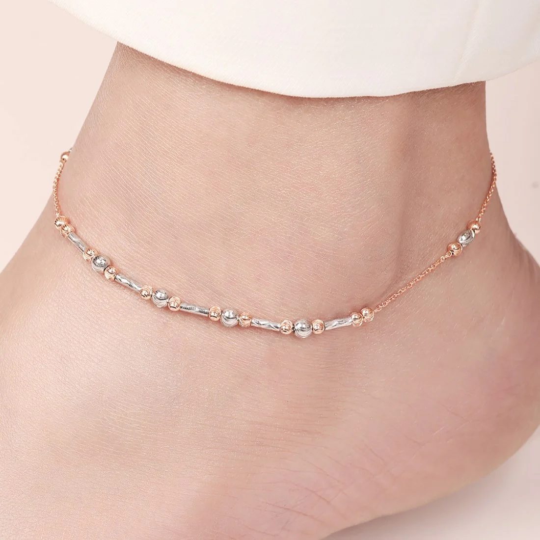 Dual Plated Embraced 925 Sterling Silver Chain Anklet - Image 2