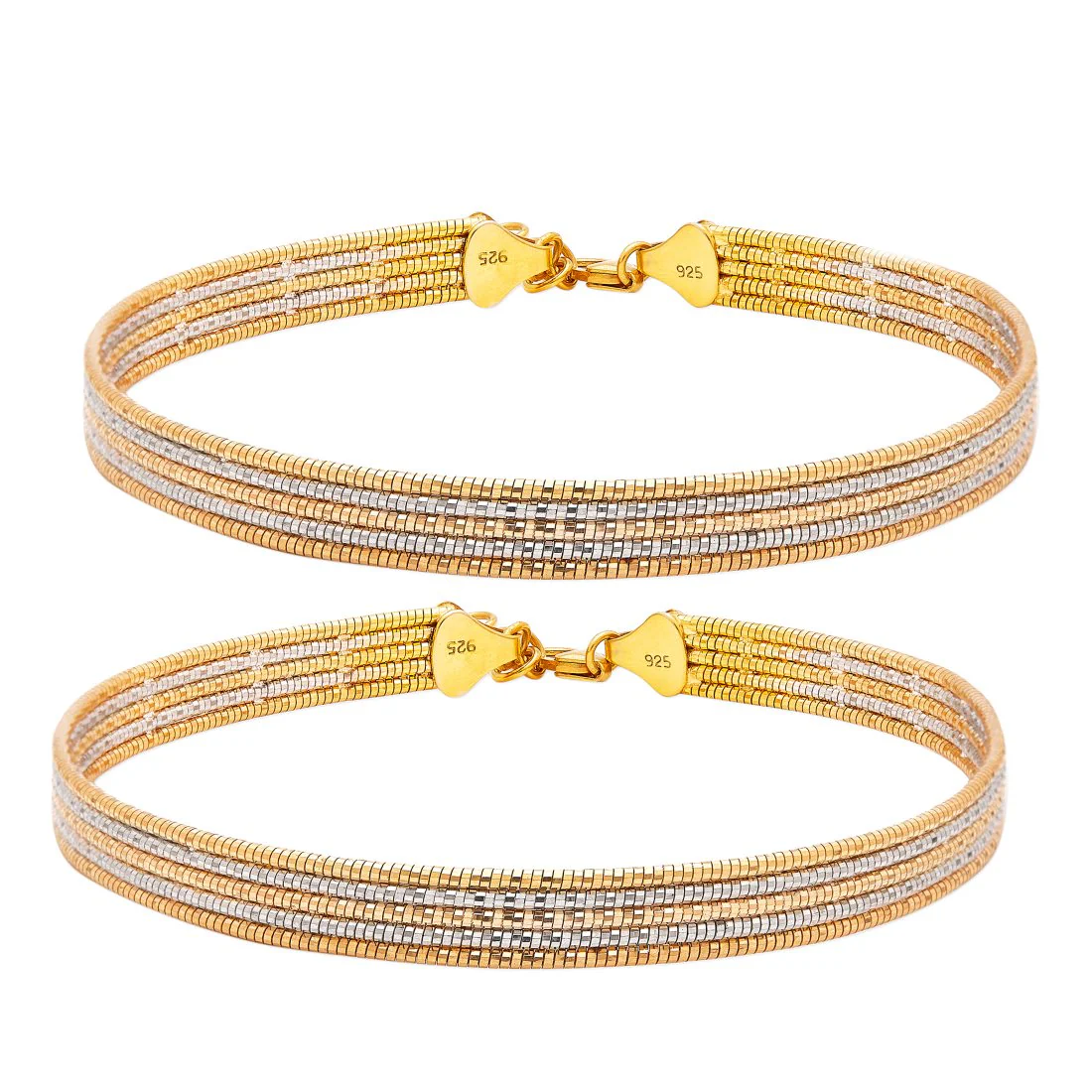Dual Plated Layered Radiance 925 Sterling Silver Anklet - Image 3