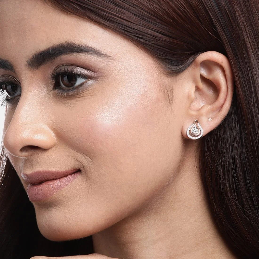Dual Radiance CZ Dual-Tone Plated 925 Sterling Silver Earrings - Image 2