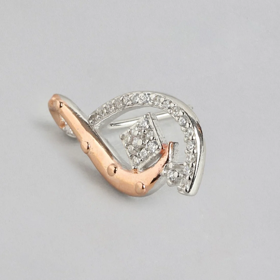 Dual Radiance Two-Tone CZ Plated 925 Sterling Silver Earrings - Image 4