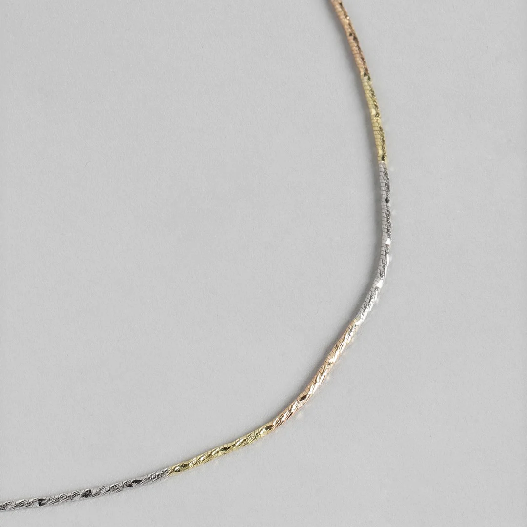 Triple Tone 925 Sterling Silver Anklet - Image 10