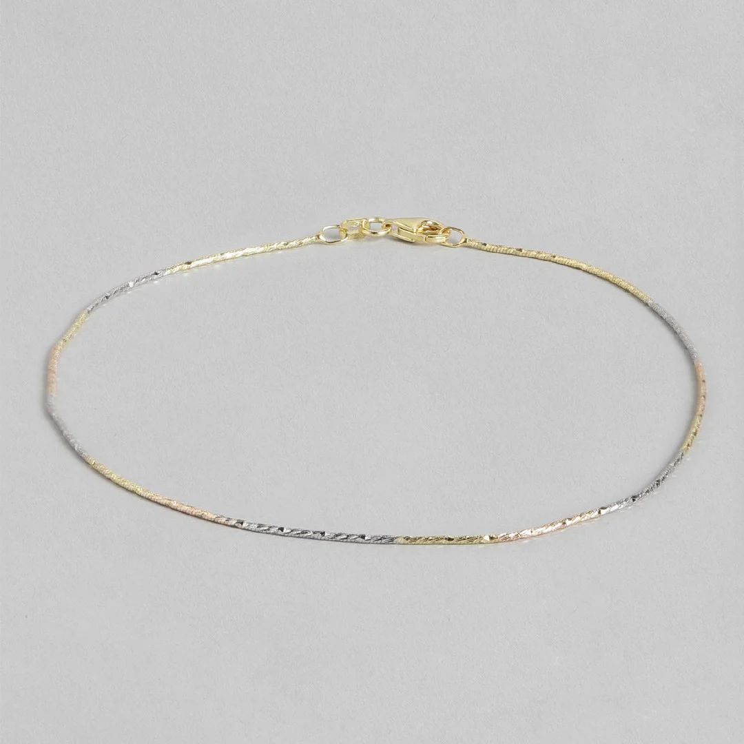 Triple Tone 925 Sterling Silver Anklet - Image 8
