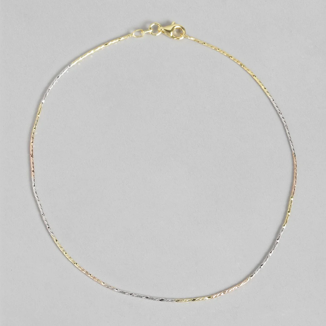 Triple Tone 925 Sterling Silver Anklet - Image 9