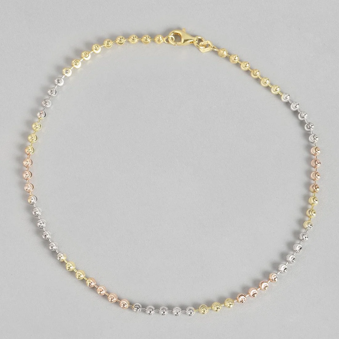 Dual Tone Beaded 925 Sterling Silver Anklet - Image 6