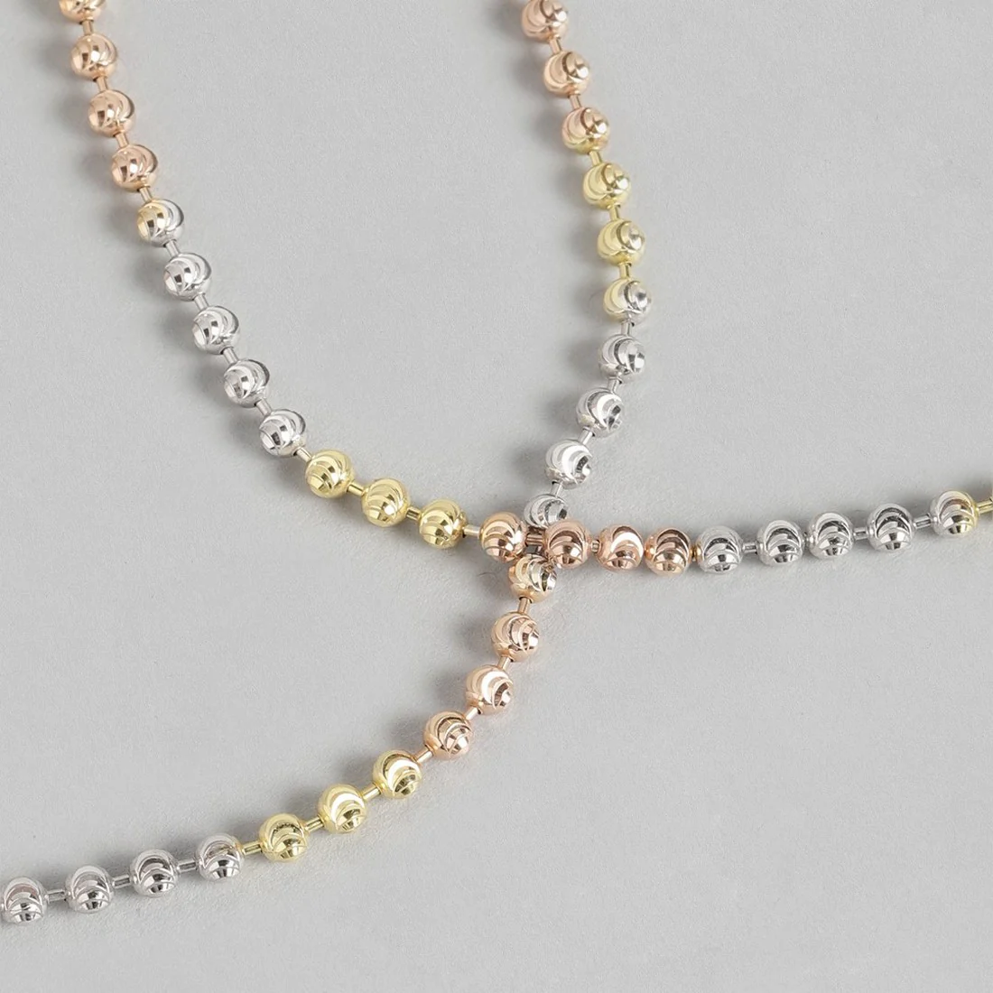 Dual Tone Beaded 925 Sterling Silver Anklet - Image 7