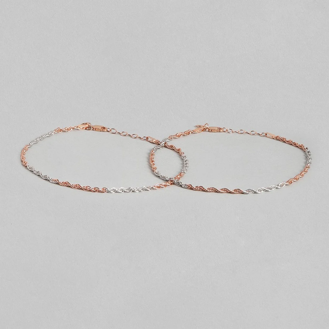 Dual Tone Helix 925 Sterling Silver Anklet - Image 5