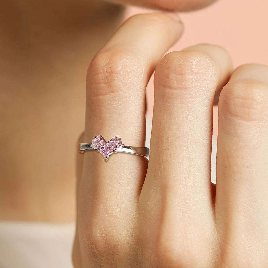 Dusty Pink Heart 925 Sterling Silver Adjustable Women Ring Gift Hamper (Adjustable) - Image 4