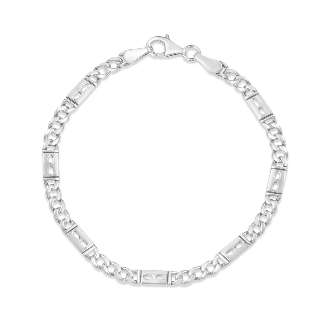 Dynamic Links Rhodium Plated 925 Sterling Silver Men's Bracelet - Image 3