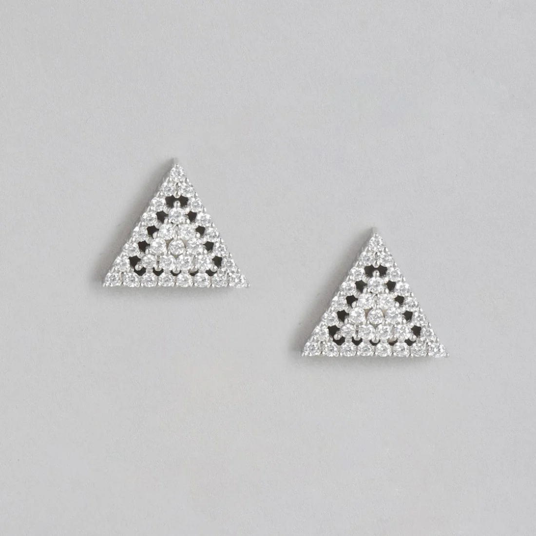 Chic Triangle Brilliance Rhodium-Plated CZ 925 Sterling Silver Earrings - Image 3