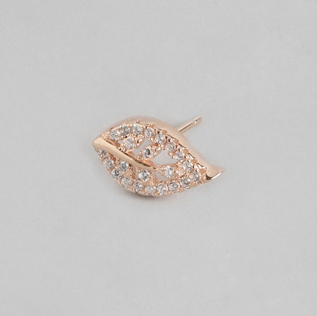 Graceful Leaf Radiance Rose Gold-Plated 925 Sterling Silver Earring - Image 6