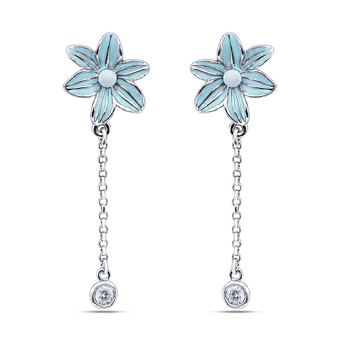 Daisy Chain Rhodium Plated 925 Sterling Silver Earrings - Image 5