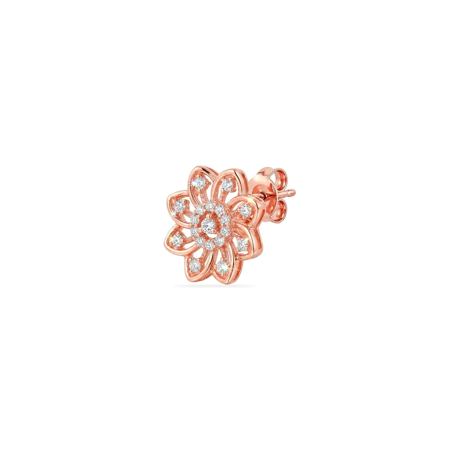 Radiant Bloom Rose Gold 925 Silver Stud Earrings - Image 6
