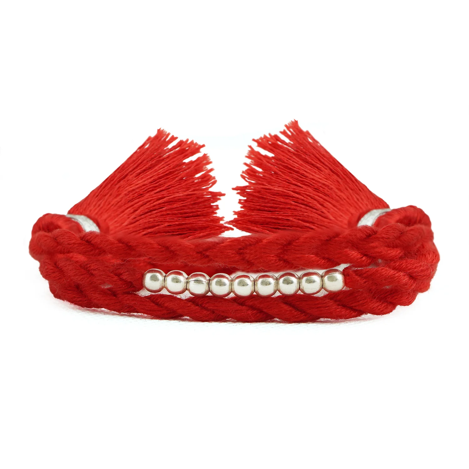 Elegant Rhodium Plated 925 Sterling Silver Beaded Rakhi - Image 7
