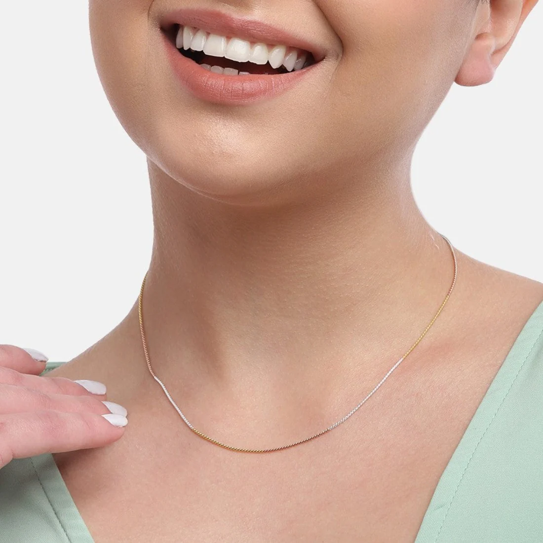 Elegant and Classic Triple Tone 925 Silver Chain - Image 2