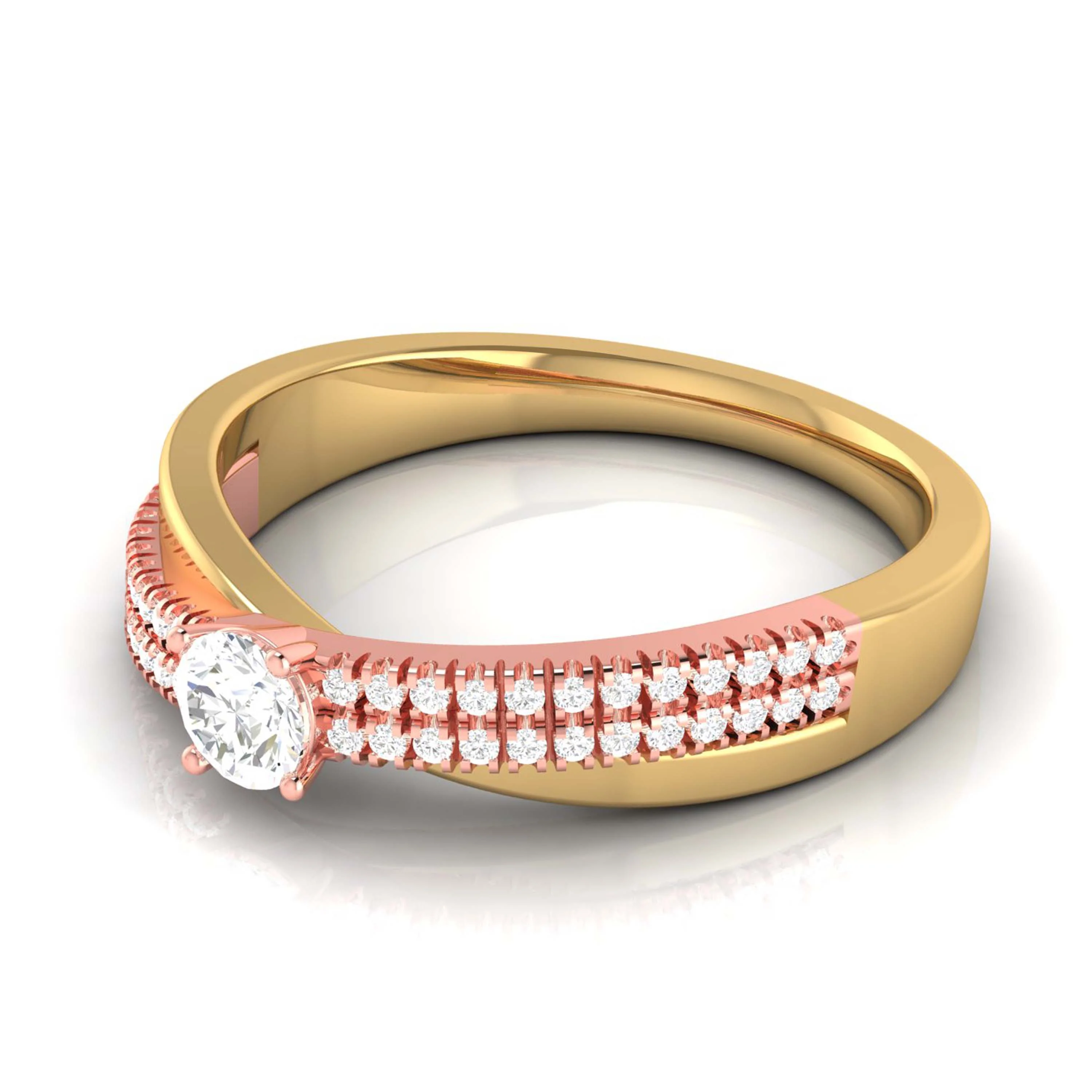 0.34 CT Elegant Cross Diamond Gold Ring - Image 2