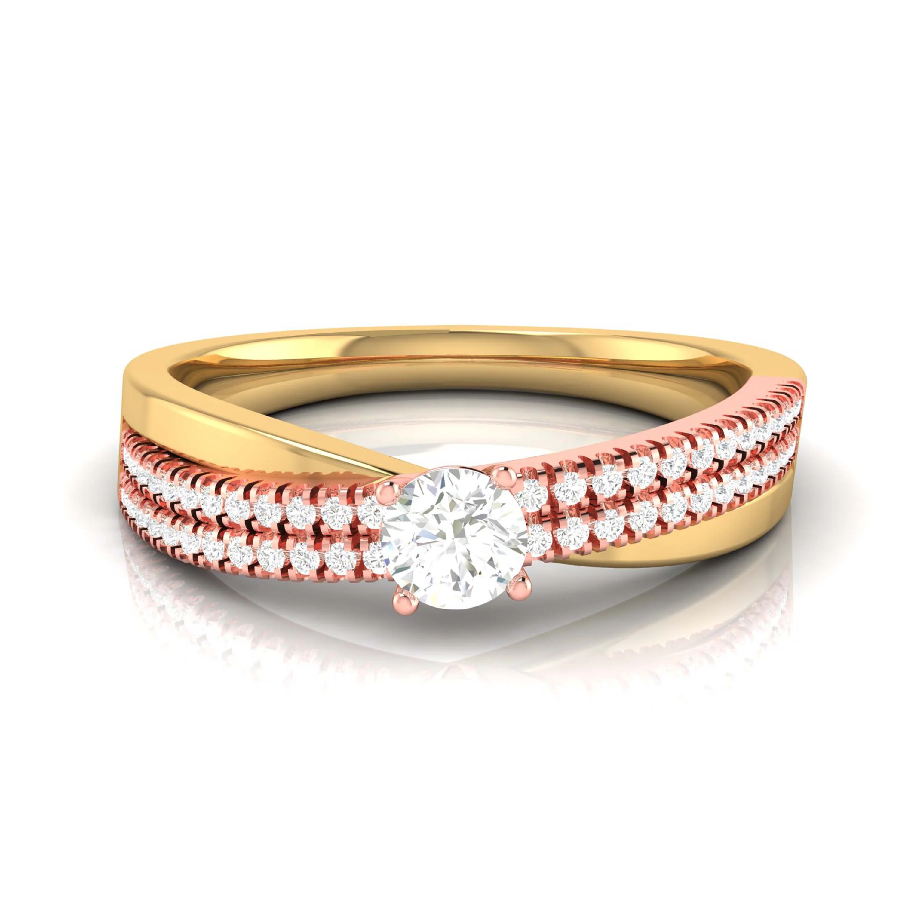 0.34 CT Elegant Cross Diamond Gold Ring - Image 3