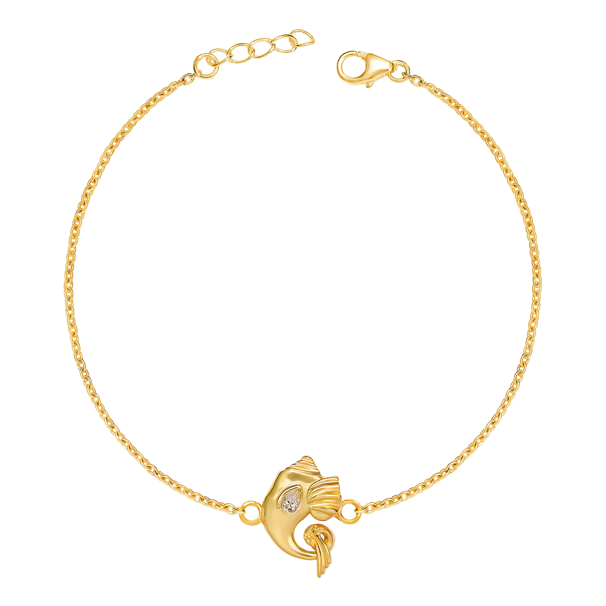 Elegant Ganesh Ji With Cubic Zirconia Gold-Plated Sterling Silver Adjustable Link Chain Rakhi For Him - Image 4