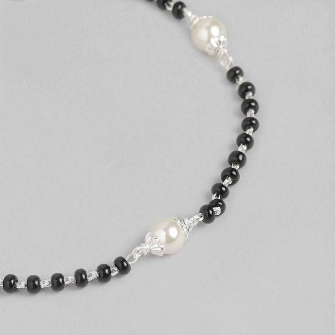 Elegant Harmony 925 Sterling Silver Bracelet with Bead and Pearl Accent - Image 5