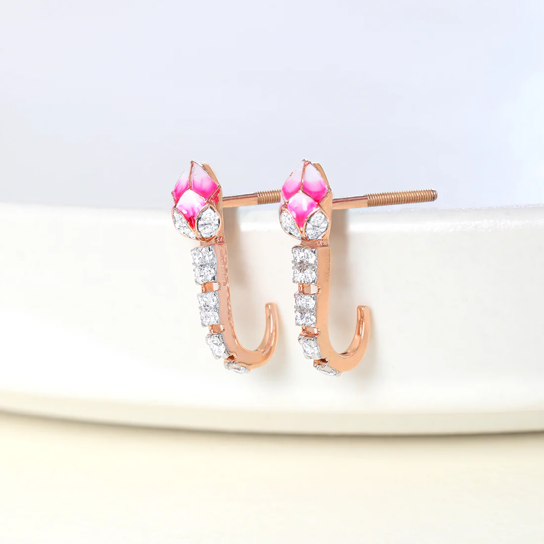 0.4 CT Lotus Dangling Studs with Lab-Grown Diamonds - Image 2