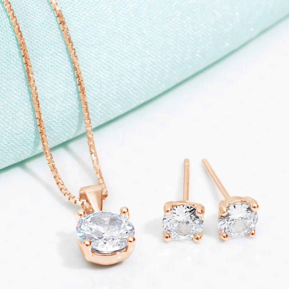 Elegant Rose-Gold Plated 925 Sterling Silver CZ Jewelry Set - Image 2