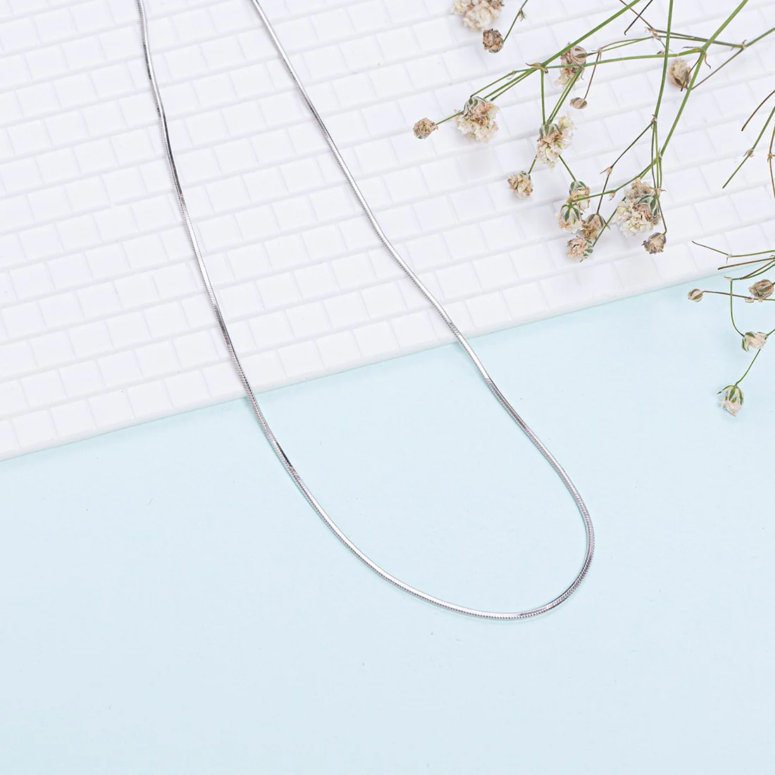 Elegant Serpentine 925 Sterling Silver Silver-Plated Snake Chain