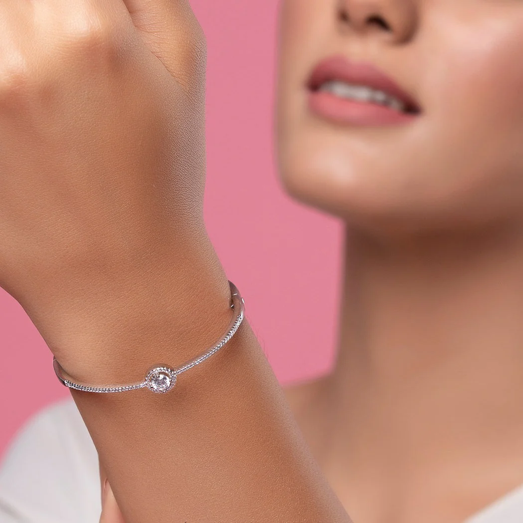 Elegant Solitaire CZ 925 Sterling Silver Bracelet - Image 2