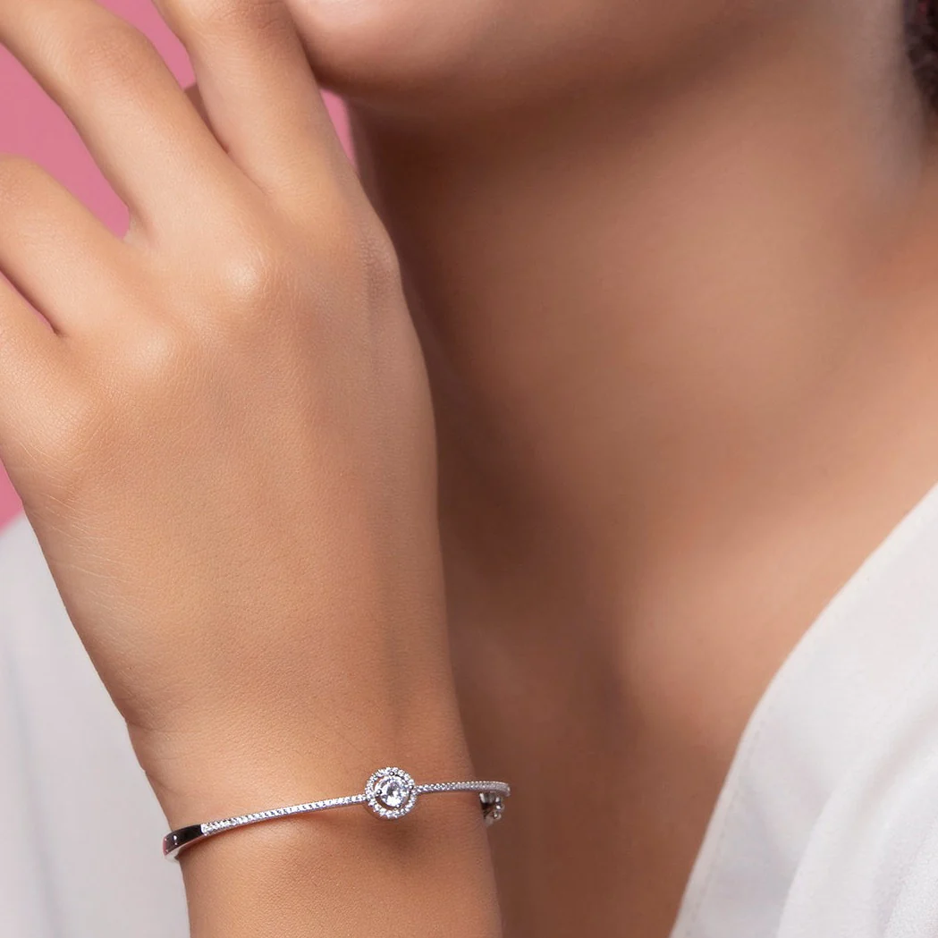Elegant Solitaire CZ 925 Sterling Silver Bracelet - Image 3