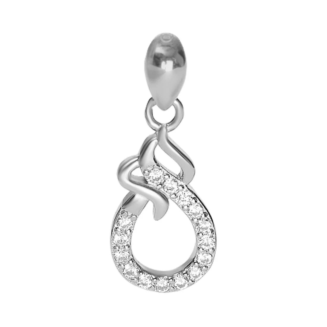 Embraced Eternal Sparkle Rhodium Plated 925 Sterling Silver Pendant with Chain - Image 3