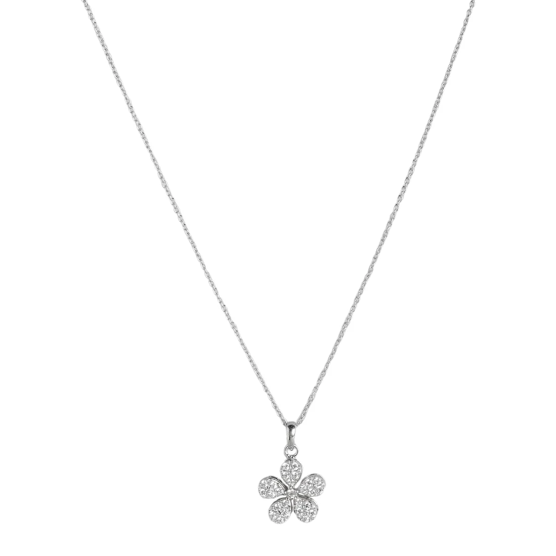 Enchanted CZ Blooms 925 Sterling Silver Flower Pendant with Chain - Image 4