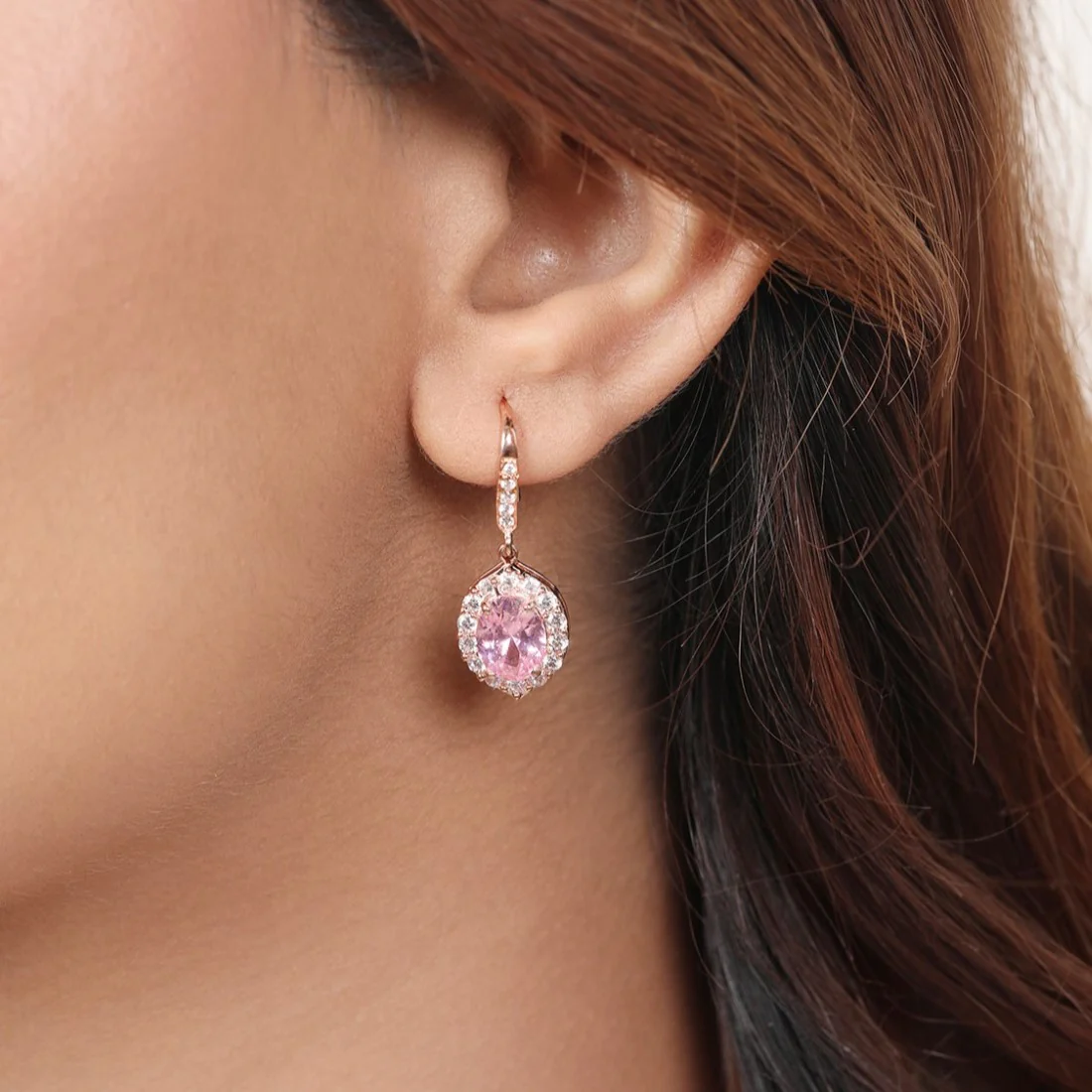 Enchanted Blossoms Colored CZ Rose Gold-Plated 925 Sterling Silver Drop Earrings - Image 2