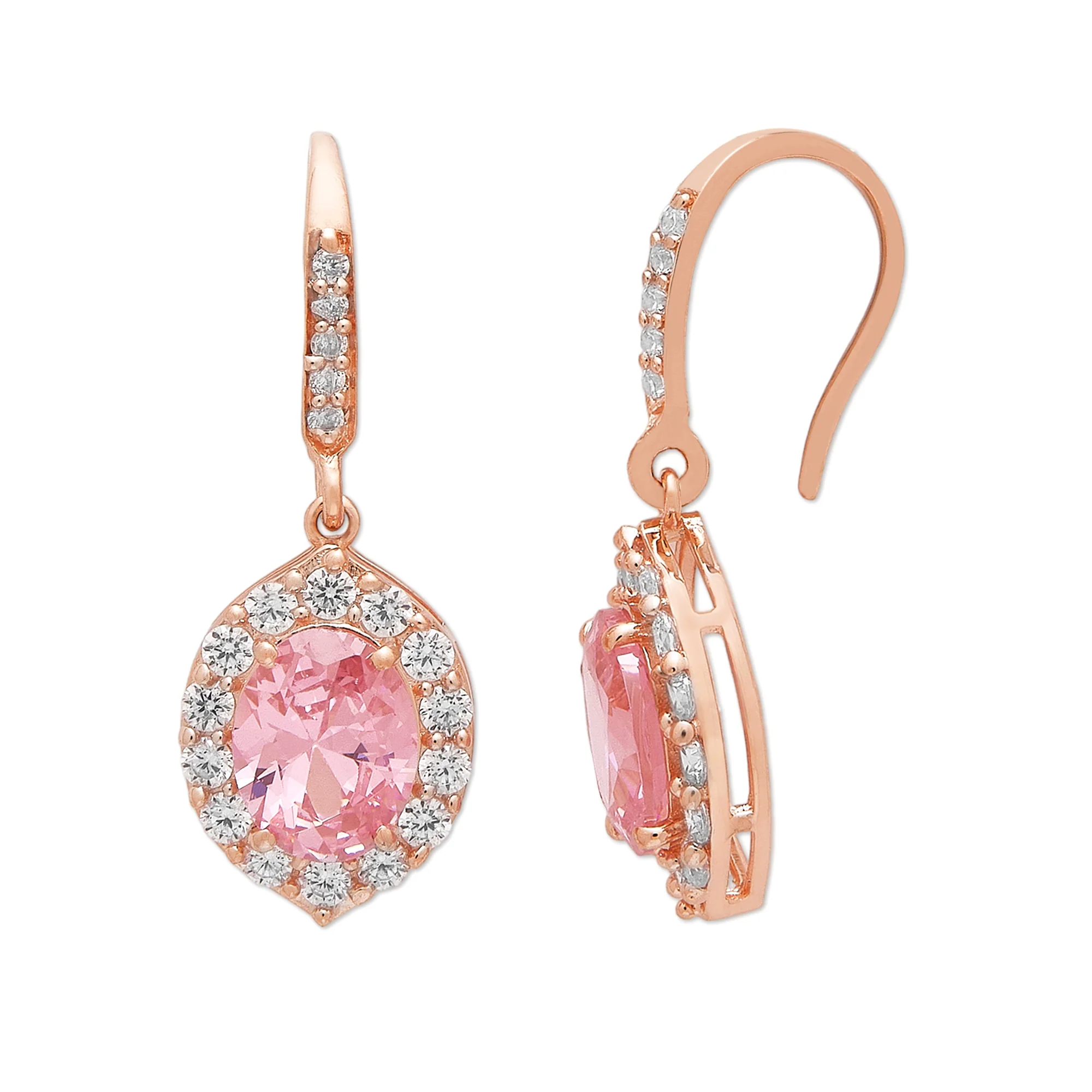 Enchanted Blossoms Colored CZ Rose Gold-Plated 925 Sterling Silver Drop Earrings - Image 4