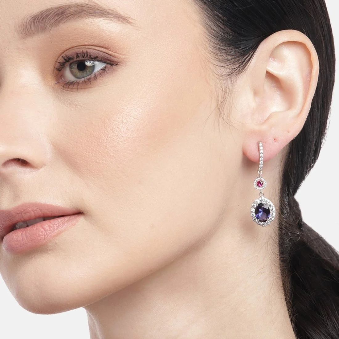 Enchanted Dazzle Rhodium-Plated 925 Sterling Silver Drop Earrings - Image 3