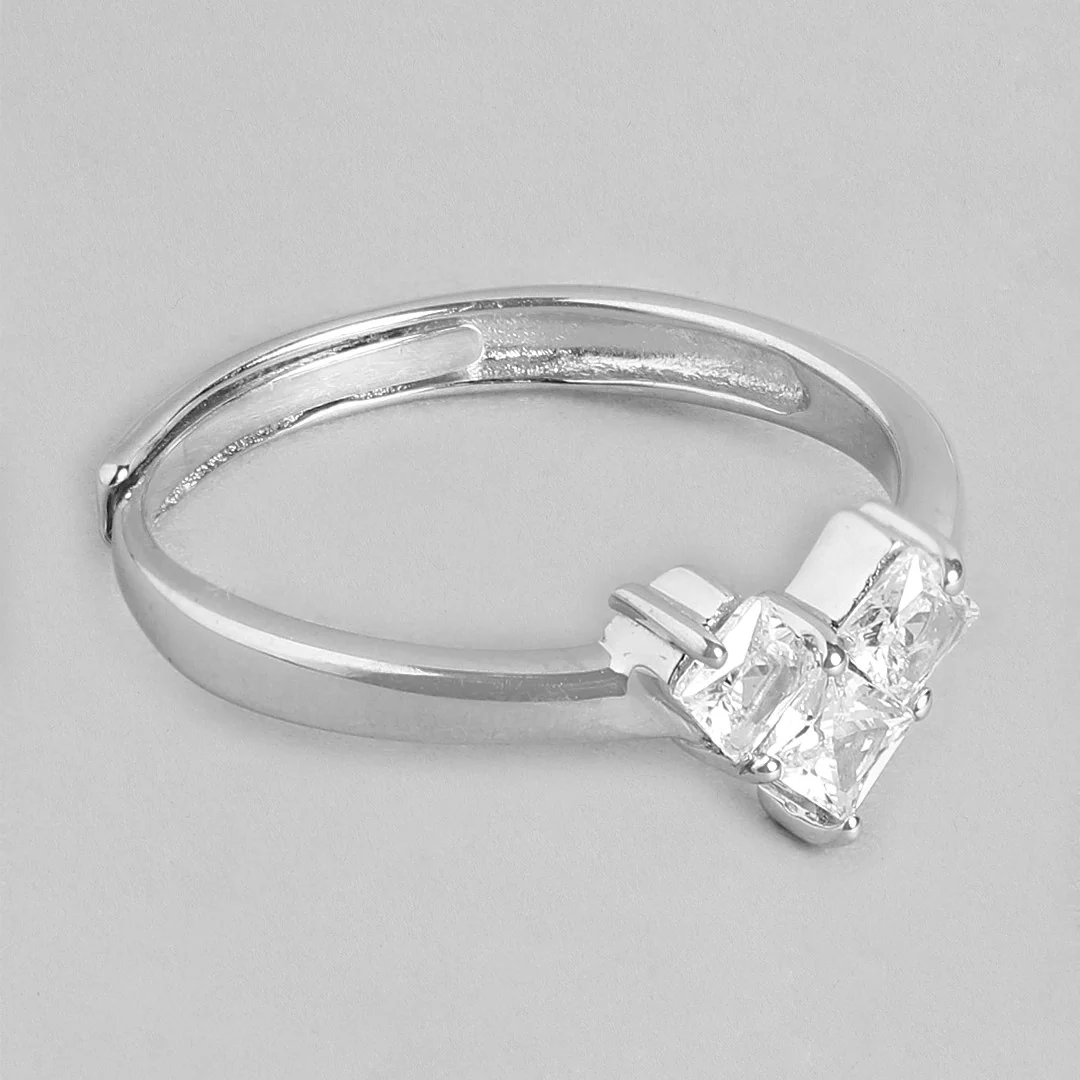 Enchanted Promise Rhodium-Plated 925 Sterling Silver Couple Ring (Adjustable) - Image 7